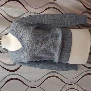 Vintage Gray 1970s V-Neck Sweater